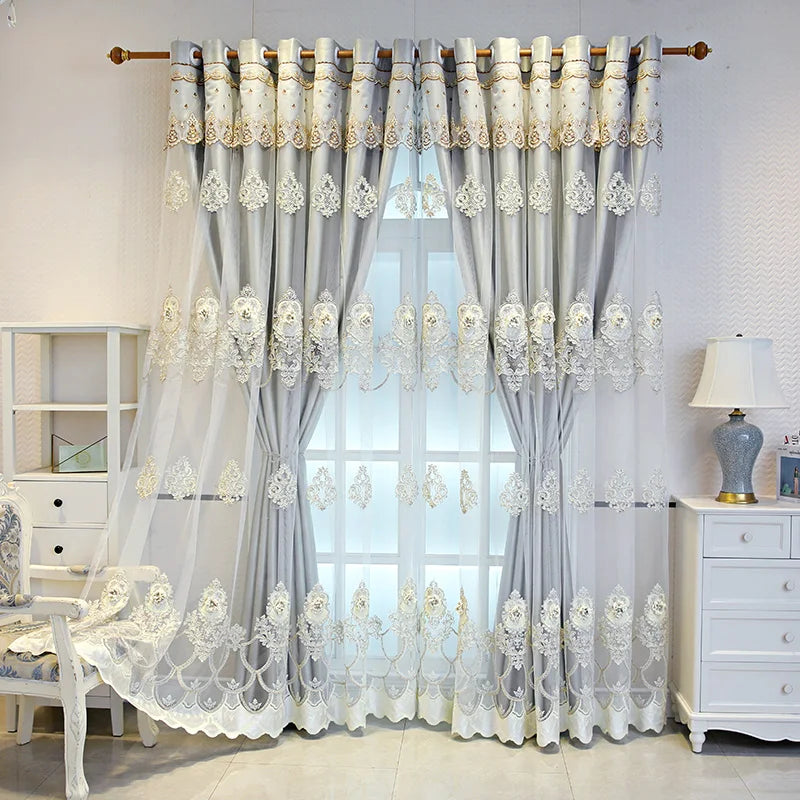 Zhejiang Elegant Double Layer Curtains Embossed Detailing