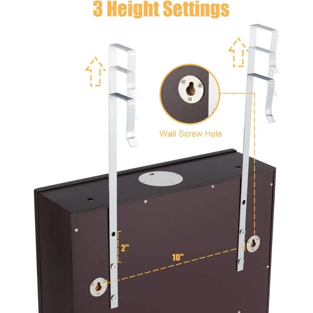 Guangbai Jewelry Cabinet Armoire Wall Mount With Lights
