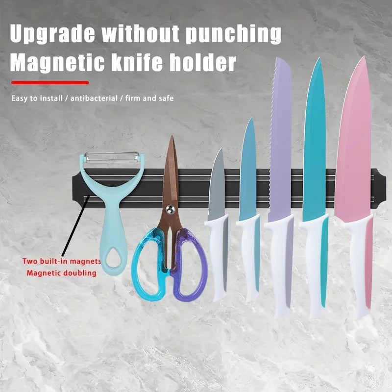 High Carbon Stainless Steel Kitchen Knife Set With Magnet Holder