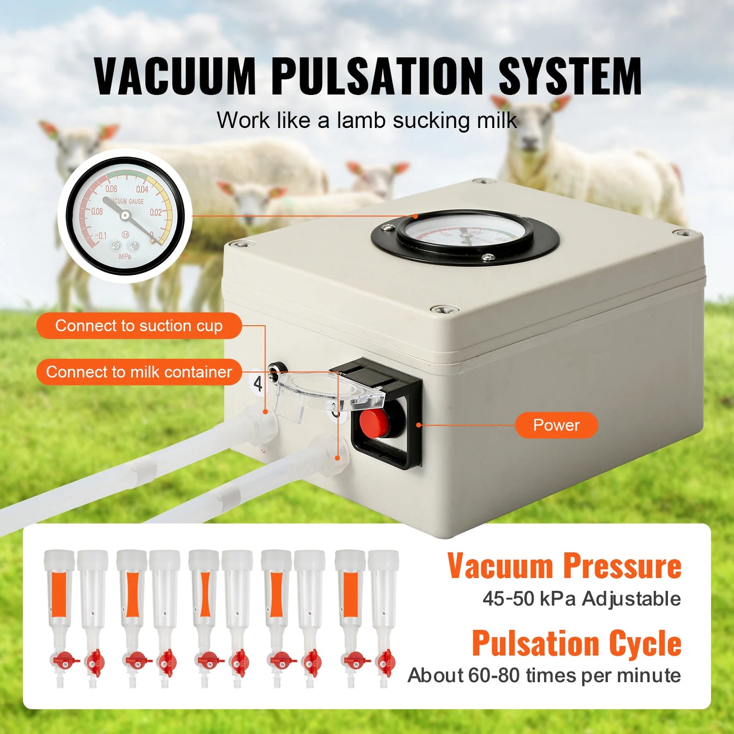 SucceBuy Goat Milking Machine Pulsation Cups Tubes
