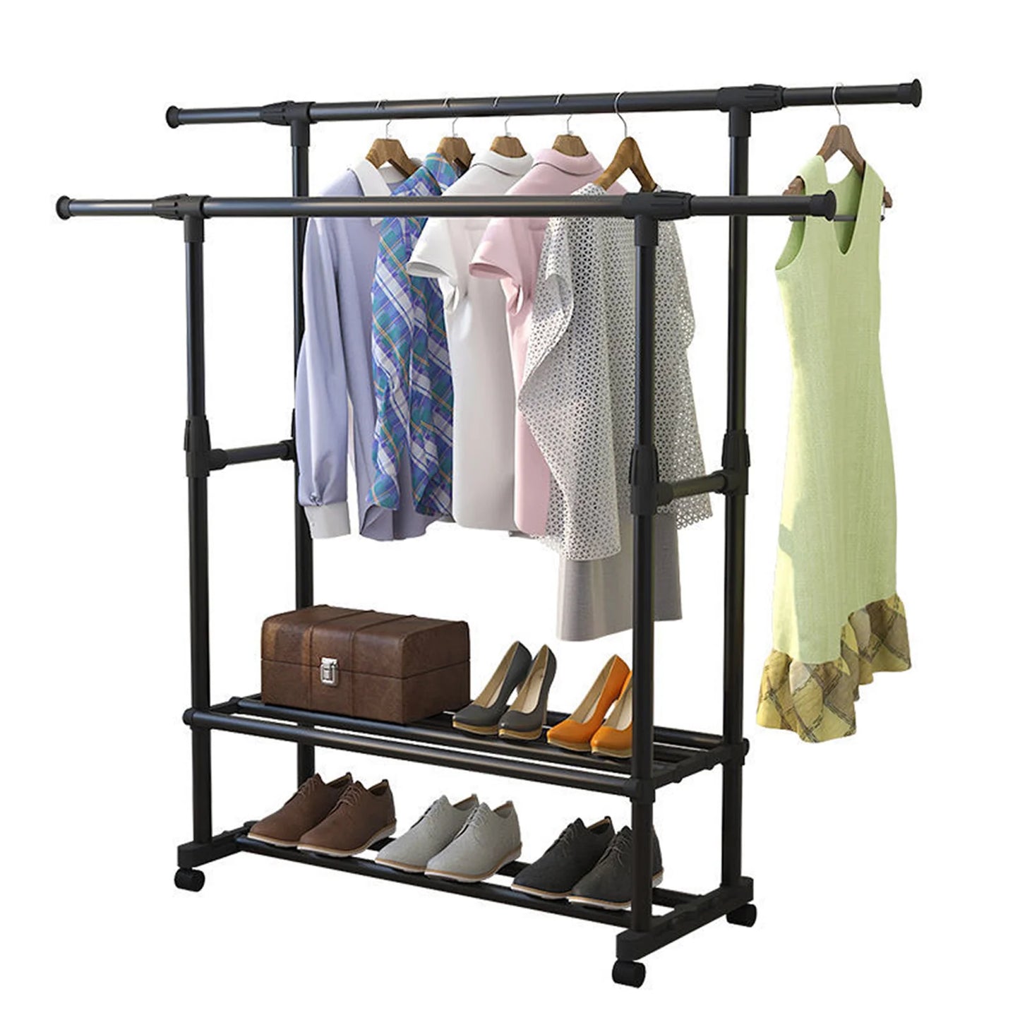 Heavy Duty Double Rail Clothes Rack Coat Rack Hanging