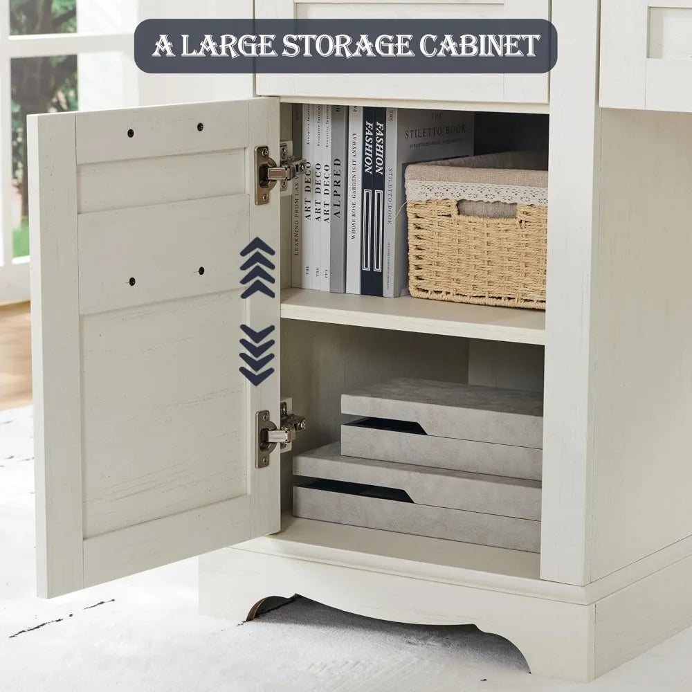 Modern Wood Executive Desk with Hutch and Storage Solutions