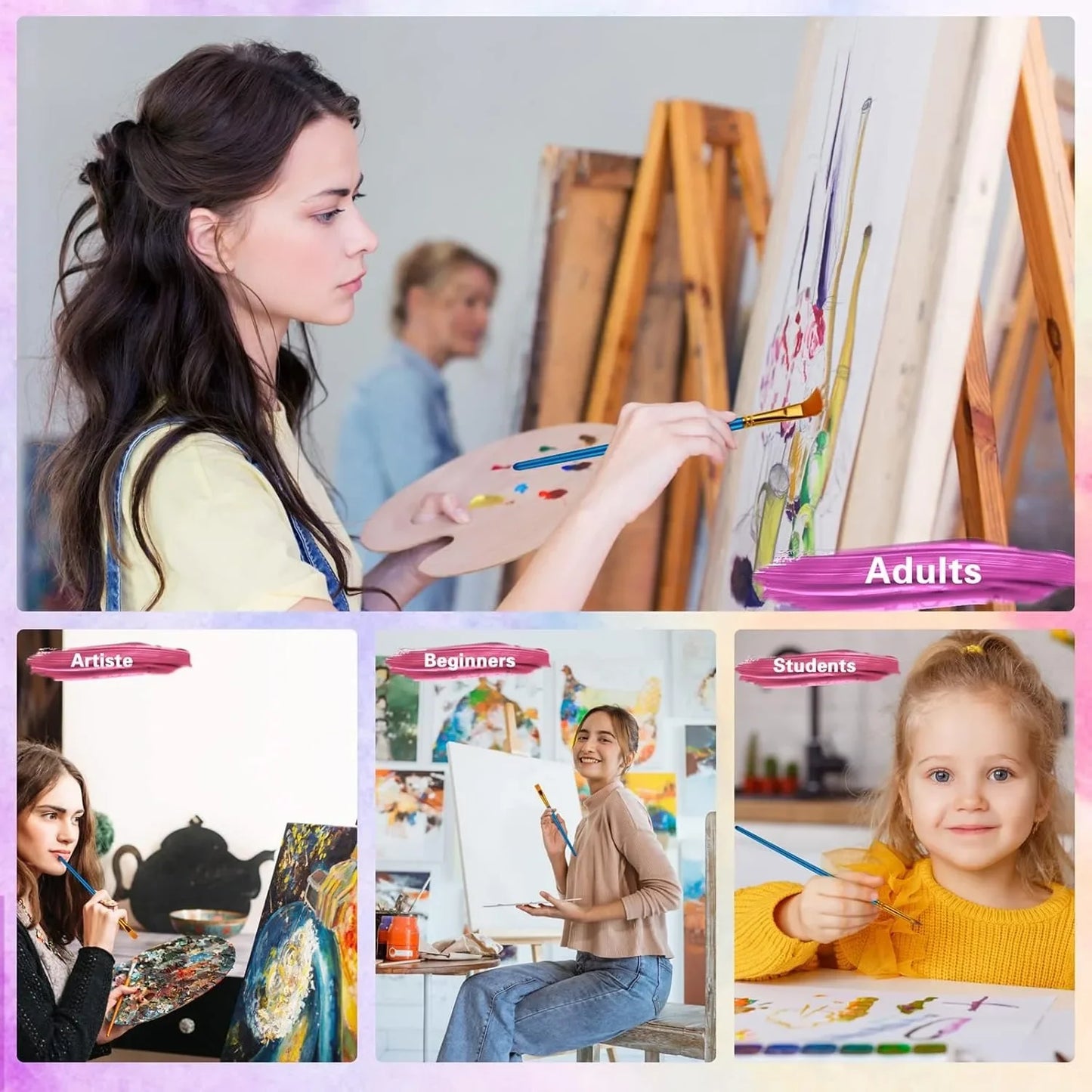 20 Professional Paint Brushes for Oil Watercolor and Acrylic Art