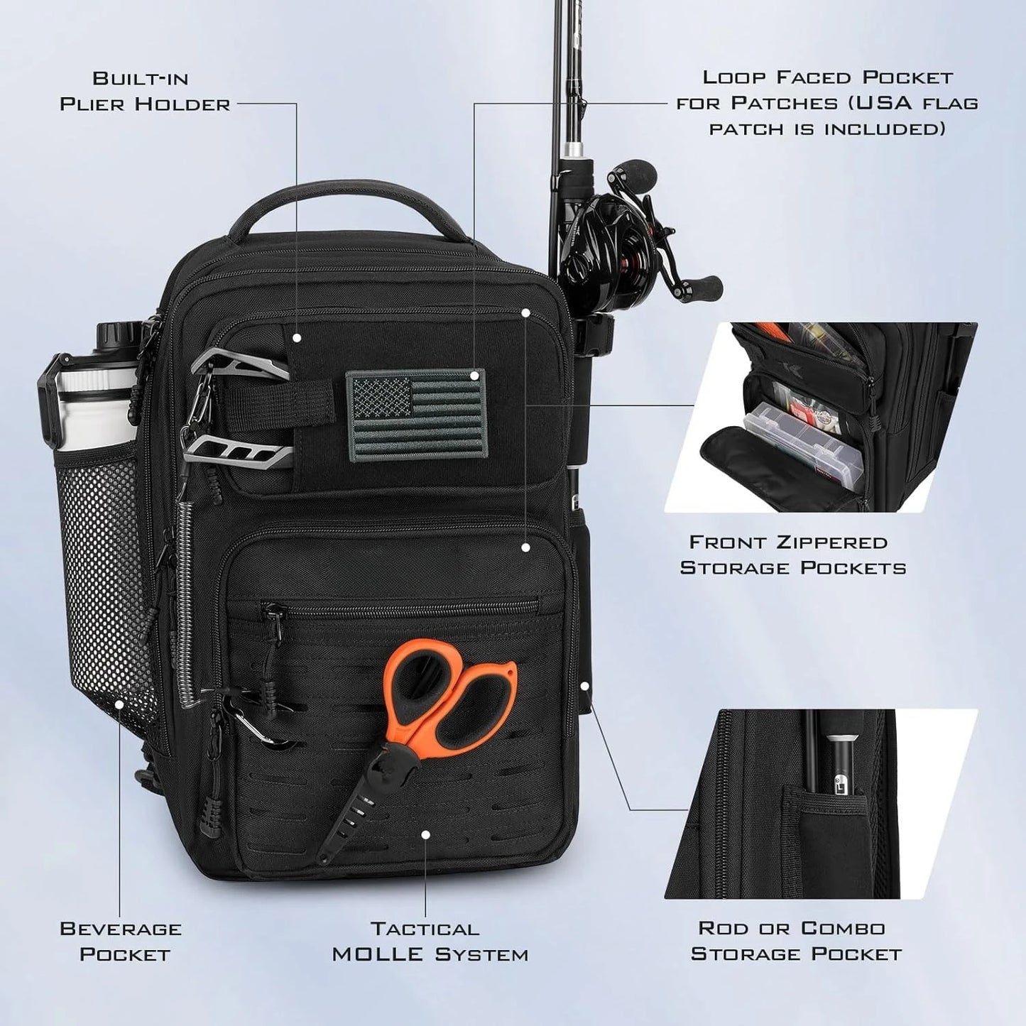 Tactical Fishing Sling Tackle Bag Lightweight Fishing Backpack