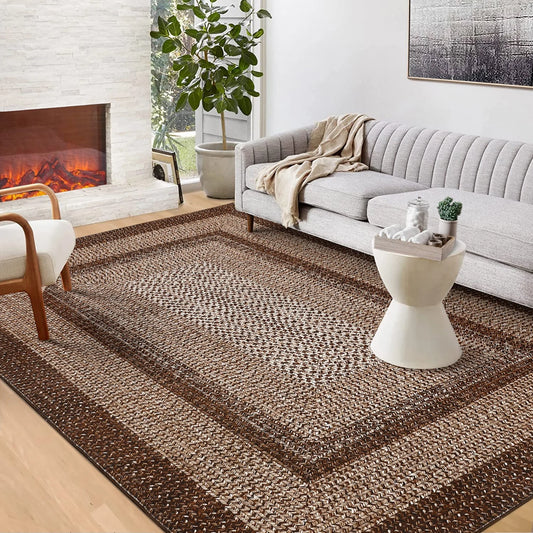 HiMISS Washable Braided Area Rug for Living Room Non Slip