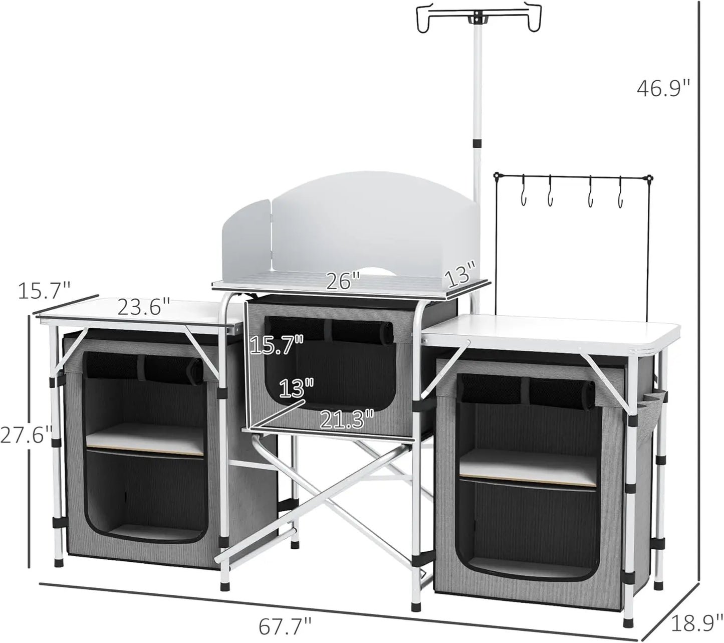 Portable Aluminum Camping Kitchen Table with Carrying Bag