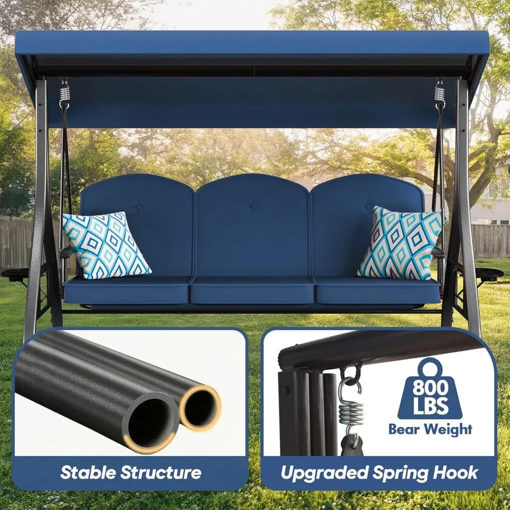 XMSJ Convertible Patio Swing Bed With Adjustable Canopy