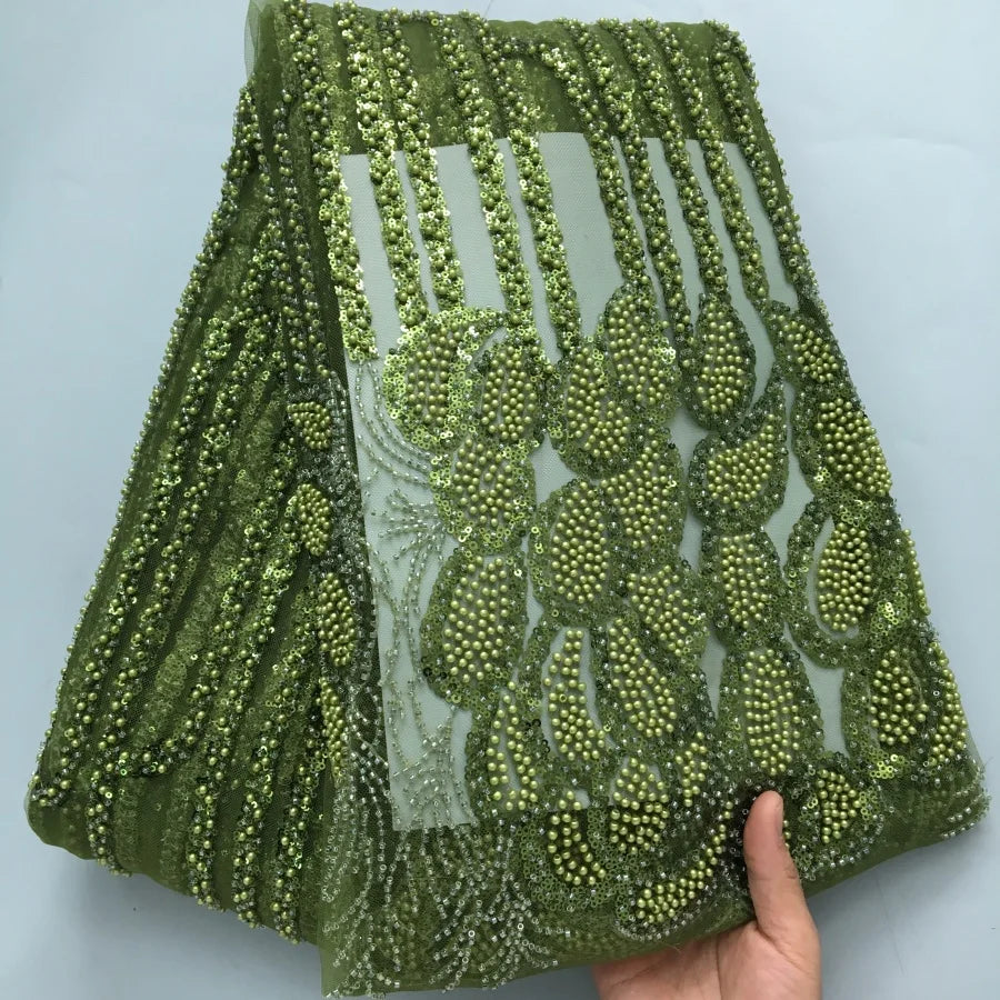 SJD Lace African Luxury Beads Mesh Lace For Women Evening