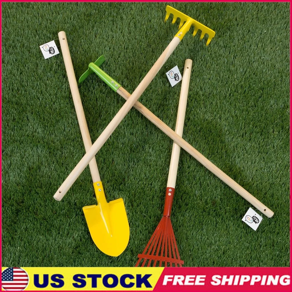 XMSJ Kids Garden Tool Set with Wooden Handles