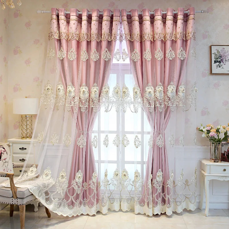 Zhejiang Elegant Double Layer Curtains Embossed Detailing