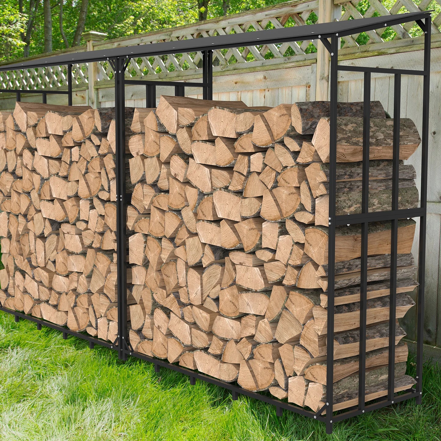 Heavy Duty Outdoor Firewood Rack With Waterproof Cover