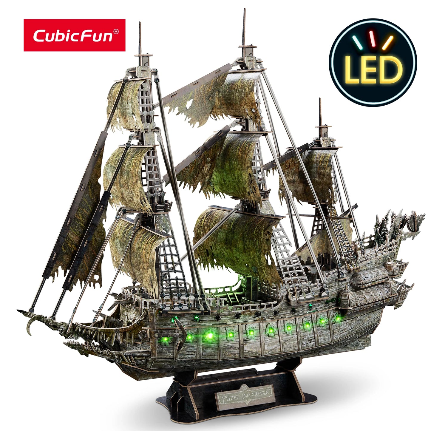 CubicFun Green LED Flying Dutchman 3D Pirate Ship Puzzle Model