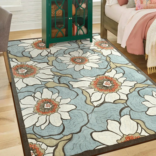 Noahas Faux Cashmere Vintage Floral Rugs Soft Accent