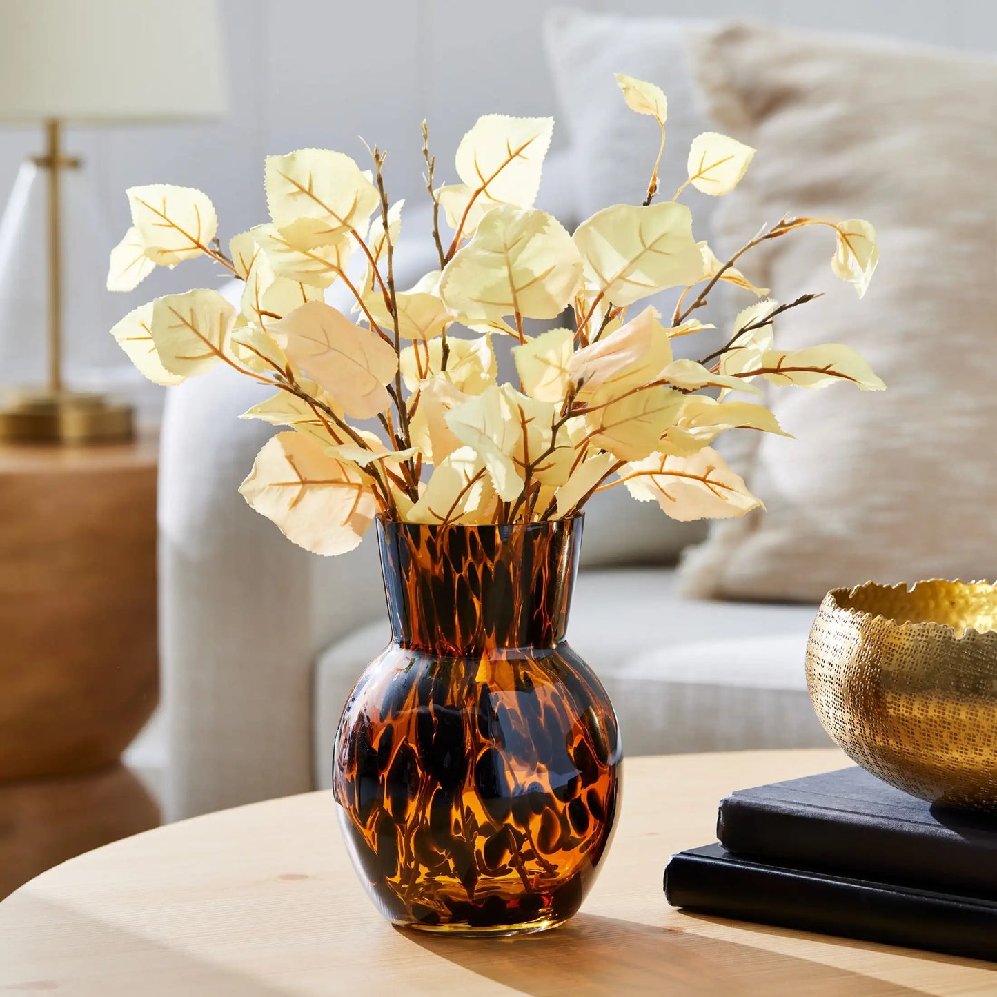 Better Homes and Gardens Tortoise Glass Vase 7 Inch Brown