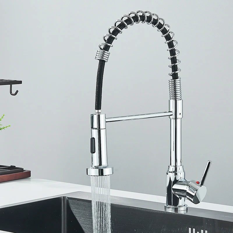 Wanmivezlo Chrome Pull Down Kitchen Faucet With Spray Head