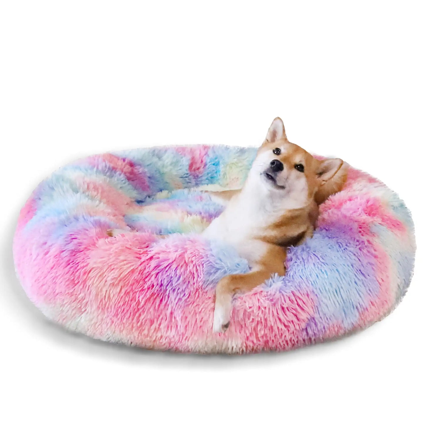 XMSJH Calming Donut Dog Bed Anti Anxiety Plush Cozy