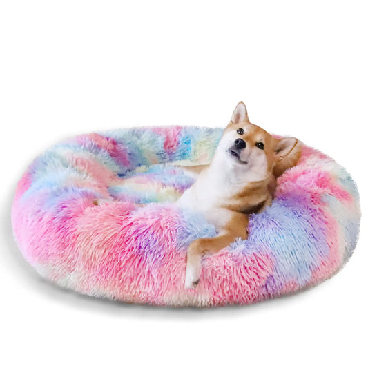 XMSJH Calming Donut Dog Bed Anti Anxiety Plush Cozy