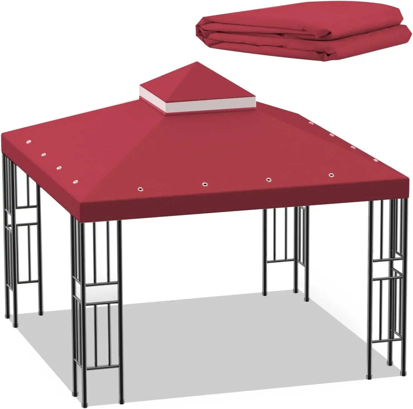 Sumfaller 10x10 FT Double Tiered Gazebo Replacement Canopy Cover