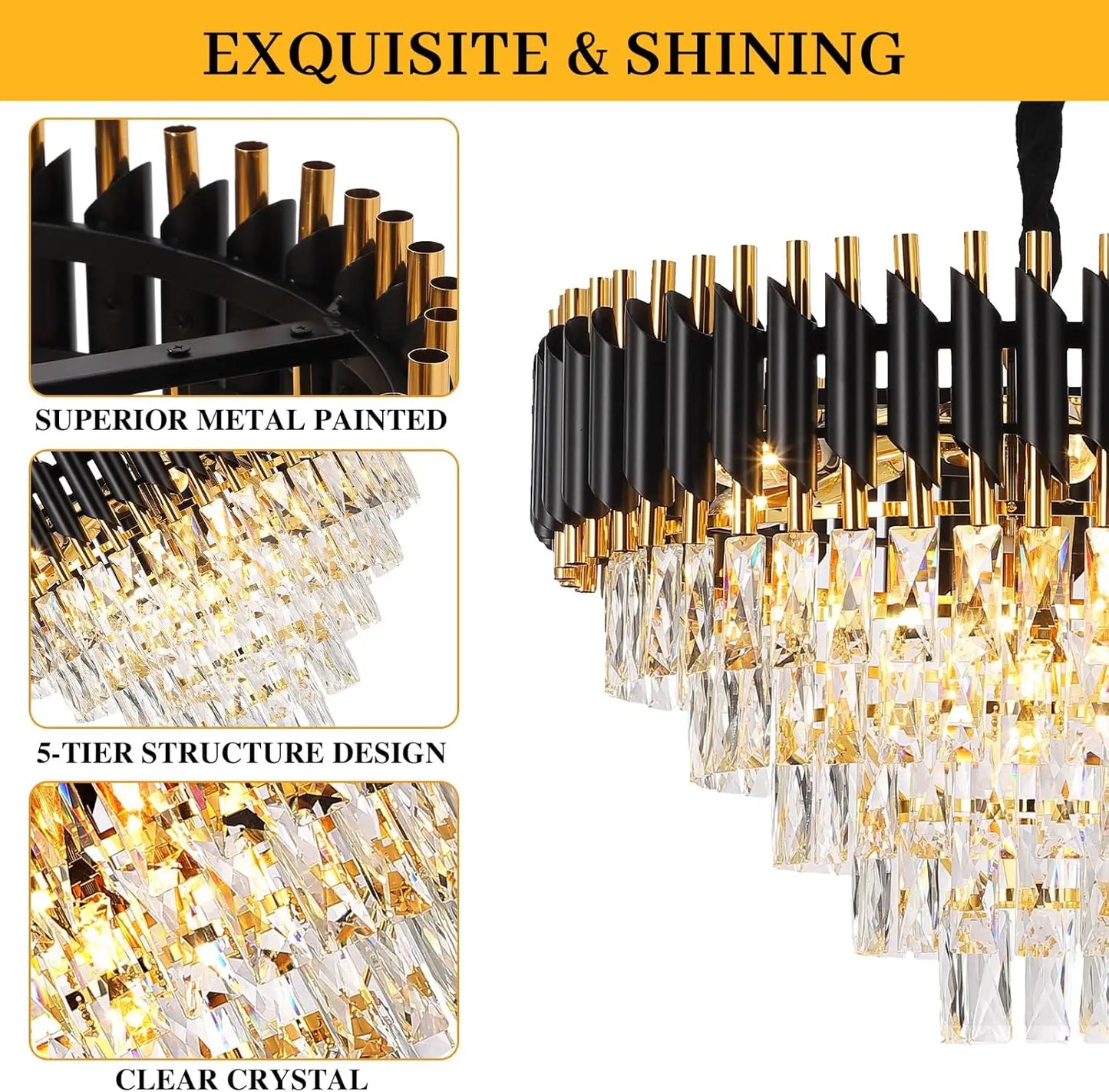 Litake Luxury Crystal Pendant Lights Aluminum Chandelier
