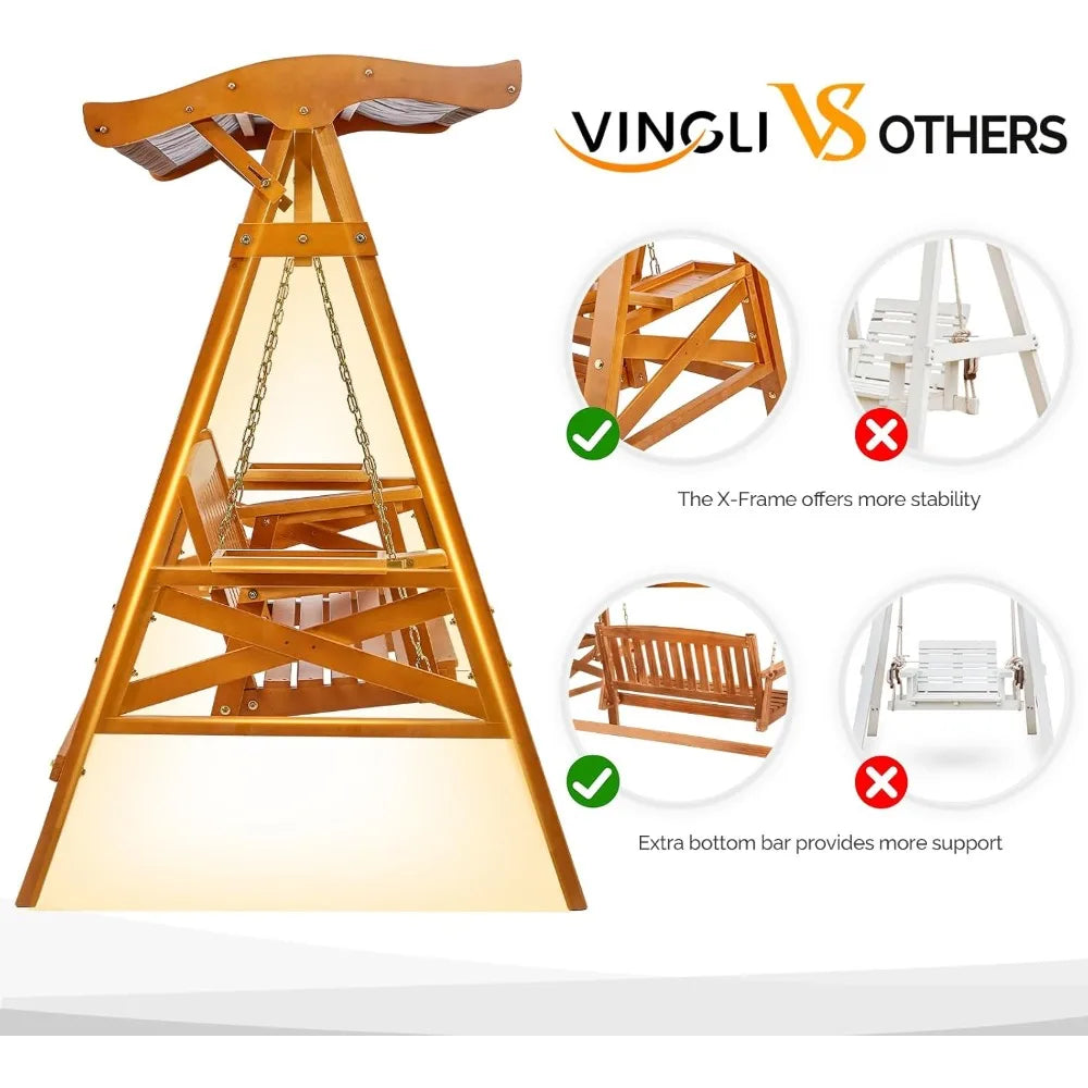 DAFIFY Porch Swing With Stand Canopy Waterproof Patio