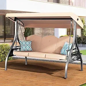 XMSJ Convertible Patio Swing Bed With Adjustable Canopy