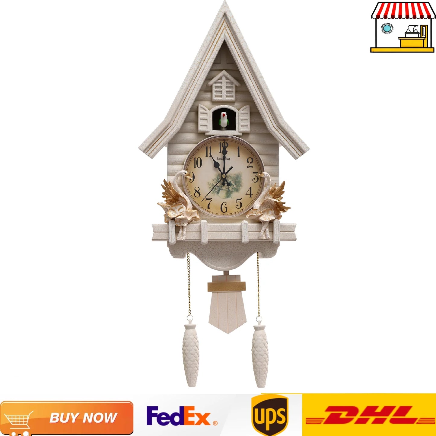 Chime Time Cuckoo Wall Clock Battery Operated Antique