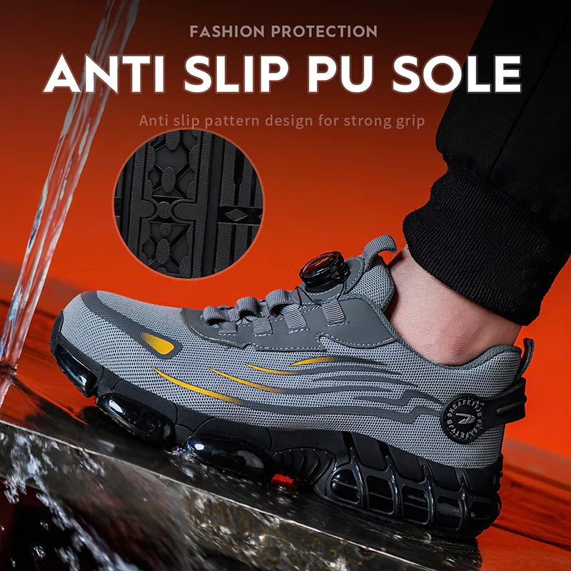 Breathable Lace Free Soft Sole Safety Shoes Anti Puncture
