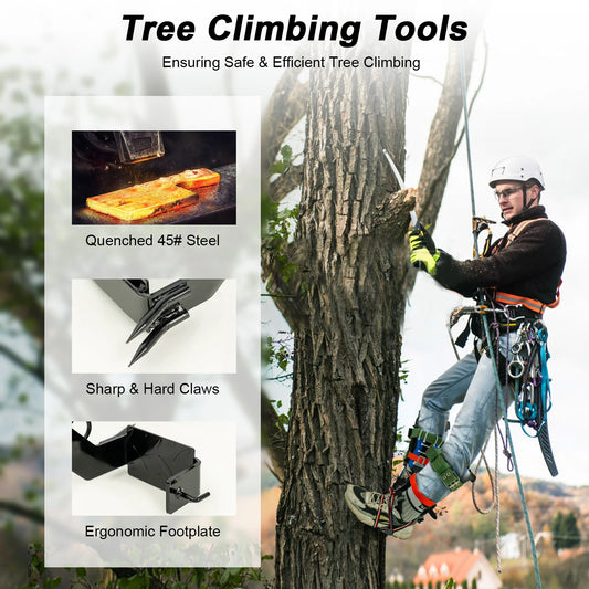 Portable Tree Climbing Spike Set With Safety Straps