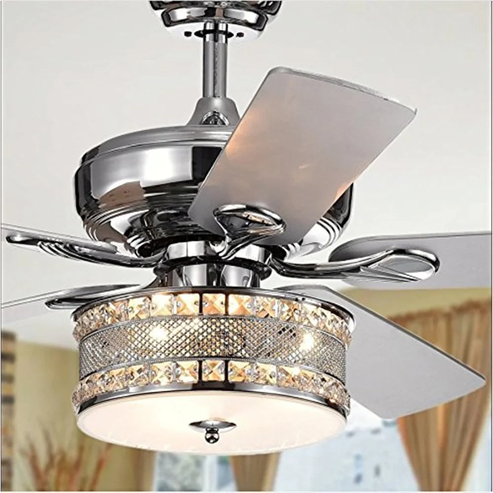 XMSJ Ceiling Fan With Crystal Drum Light Remote UL Listed