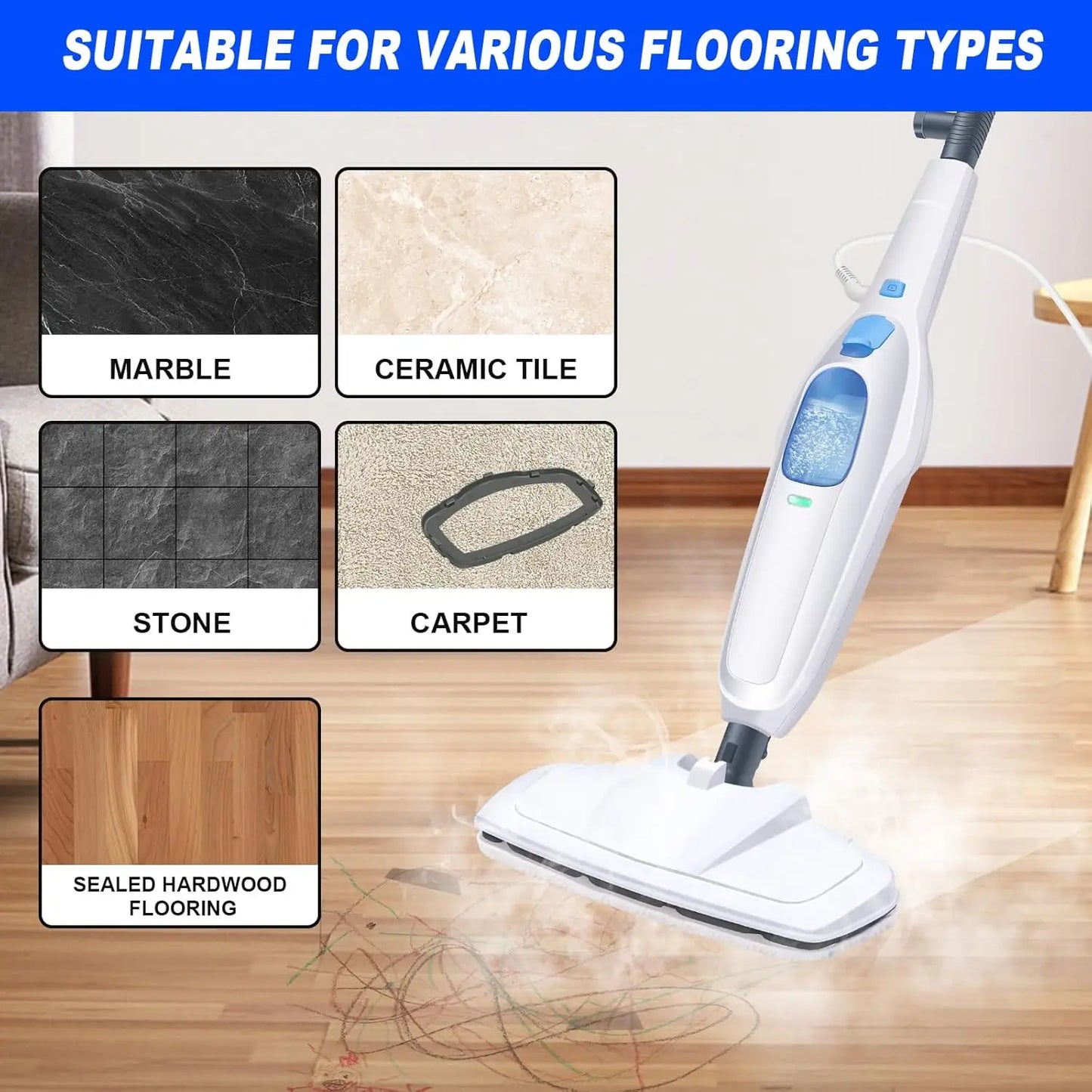 DayPlus Steam Mop 1500W Two Speed Floor Cleaner Tile