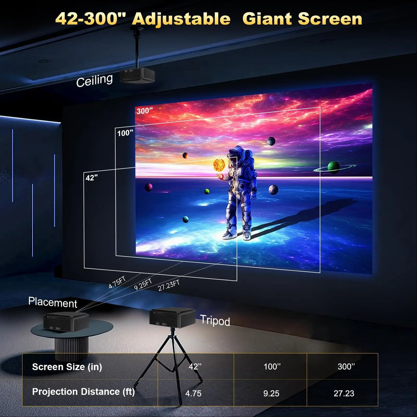 DESS 4K Auto Focus Smart Home Theater Projector