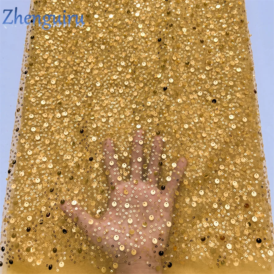High Quality Silver Sequins Tulle Lace Fabric for Bridal Wear