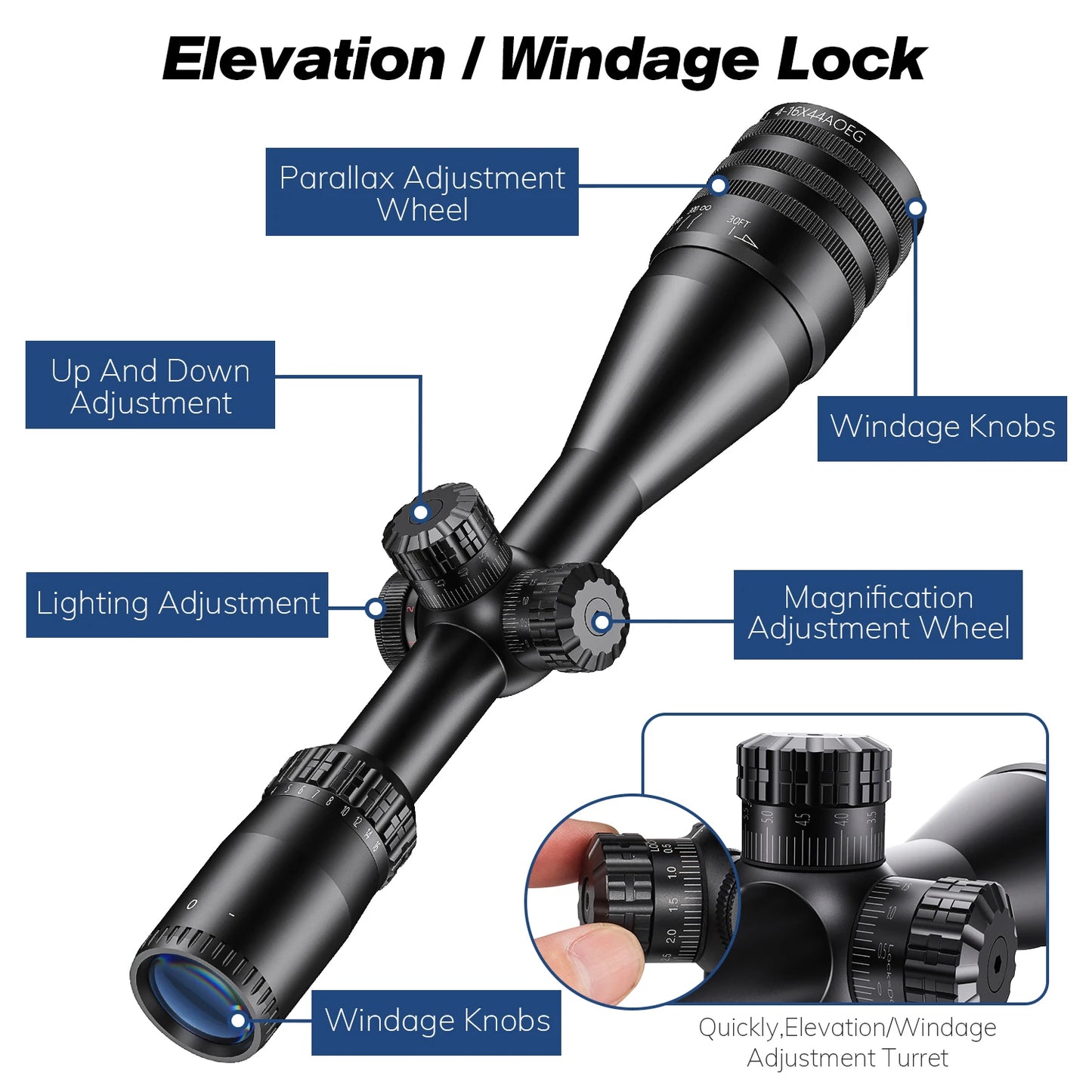 BAIGISH Tactical Riflescope 4 16x44 Illuminated Sight