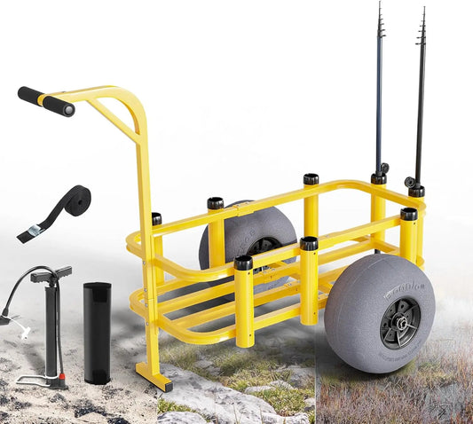Fishing Cart Beach Wagon with Big Wheels and Rod Holders