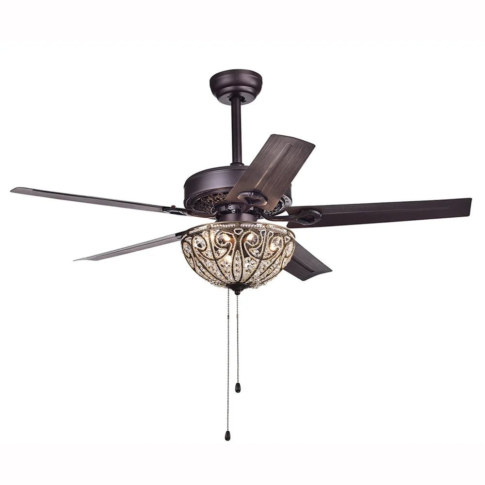 XMSJ Crystal Ceiling Fan 5 Blade Remote Control Decor