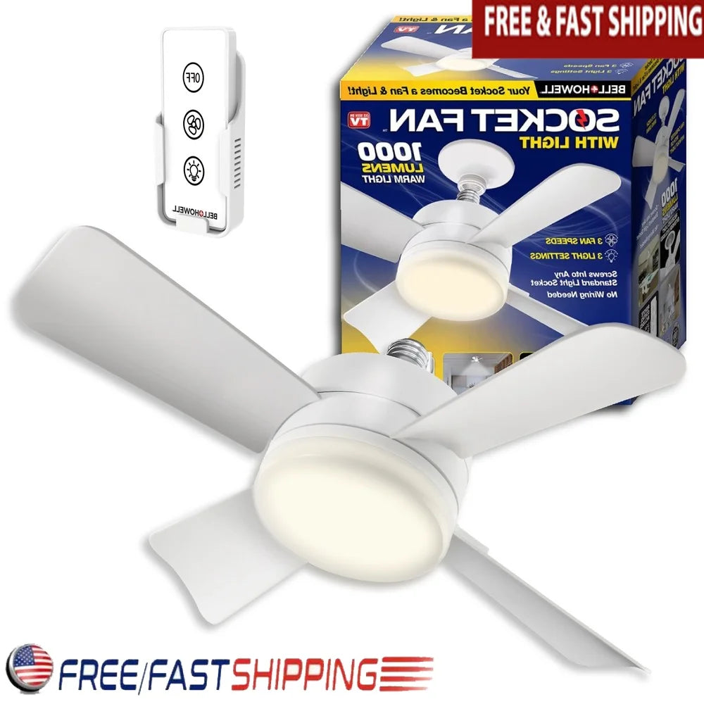 XMSJ Ceiling Fan With Light Remote Control 3 Speeds Indoor