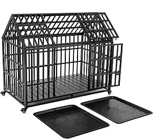 DAFIFY Heavy Duty Dog Crate Indestructible Metal Kennel
