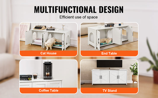 SucceBuy Cat Litter Box Enclosure Furniture For Cats