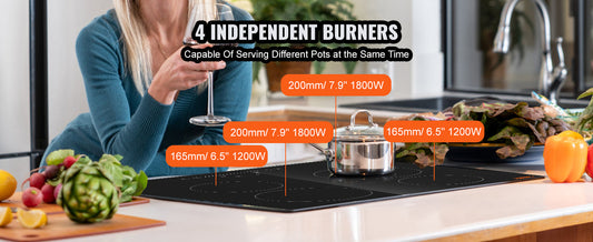 SucceBuy Induction Cooktop 4 Burner Ceramic Glass Electric